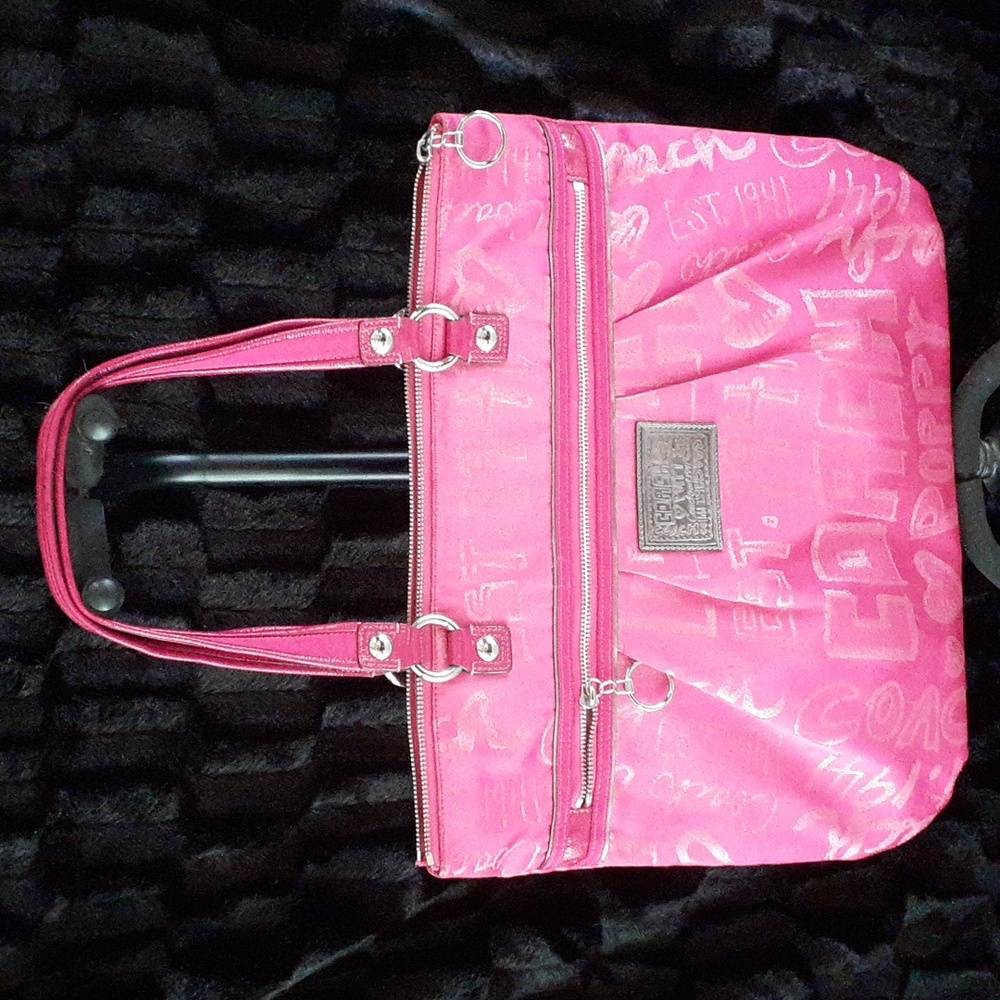 Coach Poppy Storypatch Glam Hot Pink